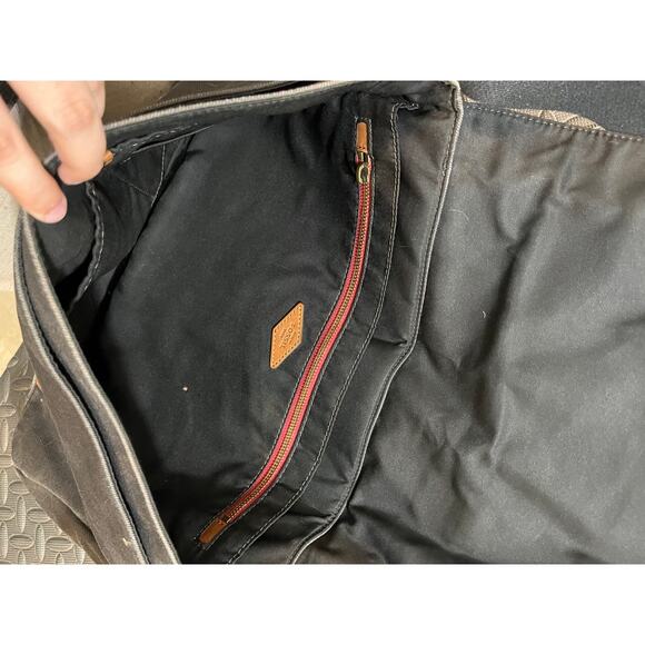 Fossil‎ Leather Black Canvas Messenger Bag Purse Crossbody - Picture 6 of 9